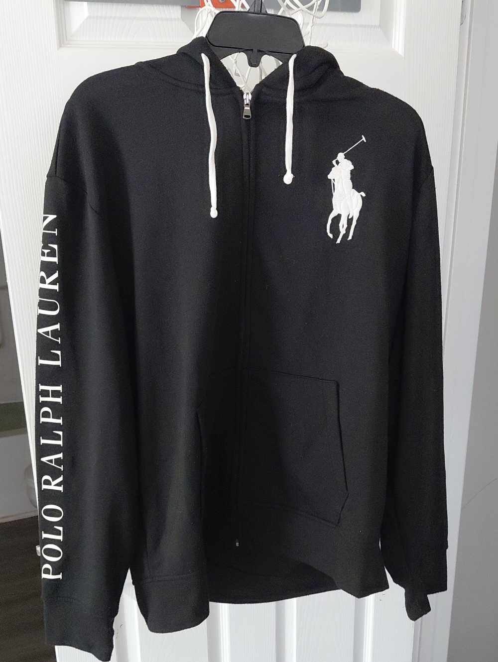 Polo by Ralph Lauren Black Zip-Up Hoodie with White Polo Player